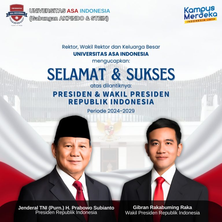 Universitas ASA Indonesia Ucapkan Selamat atas Pelantikan Presiden dan Wakil Presiden Republik Indonesia Periode 2024-2029